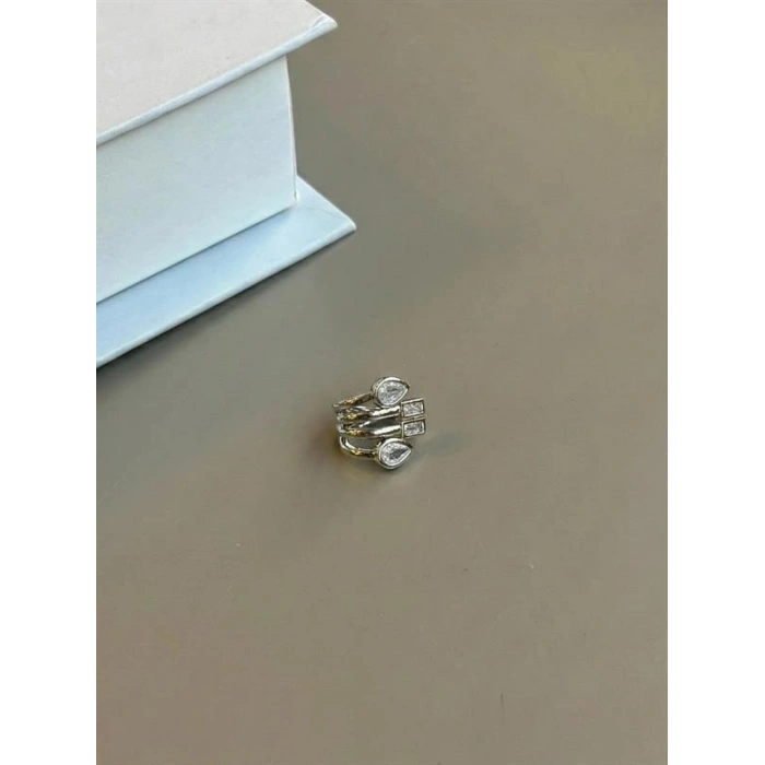 Taşlı Kıkırdak Küpe - Gümüş