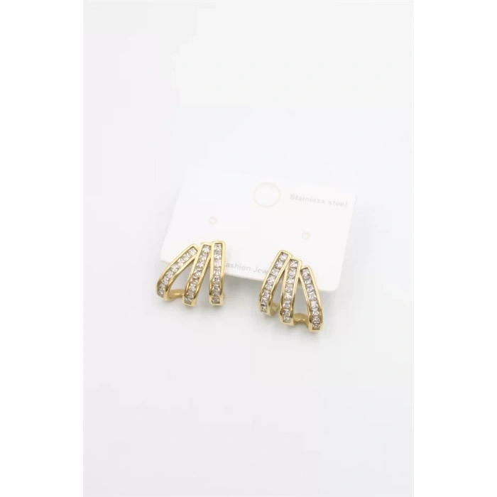 Taşlı Küpe - Altın