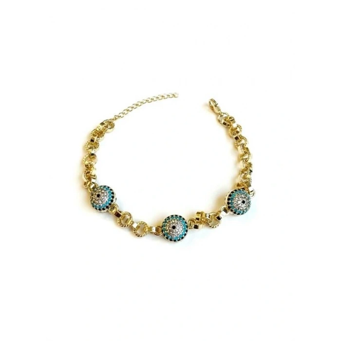 Taşlı Nazar Bileklik - Altın