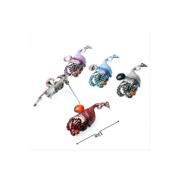 Taşlı Ort Boy Ebruli Broş