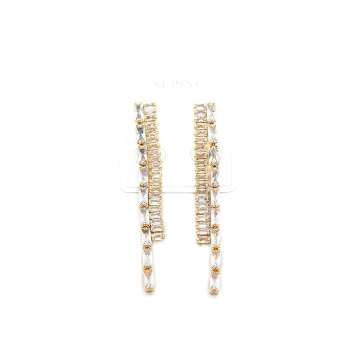 Taşlı Sallantılı Küpe - Altın