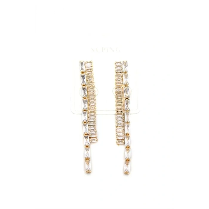 Taşlı Sallantılı Küpe - Altın