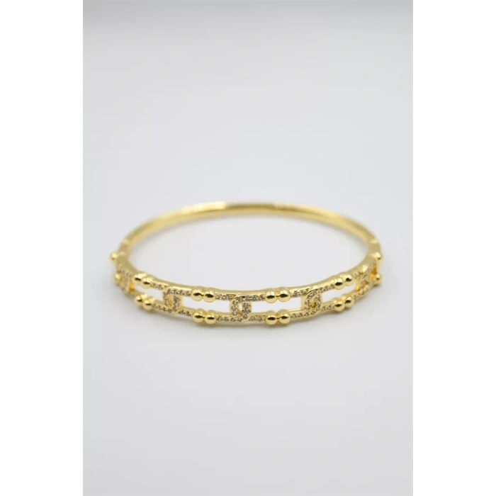 Taşlı Vip Bilezik - Altın