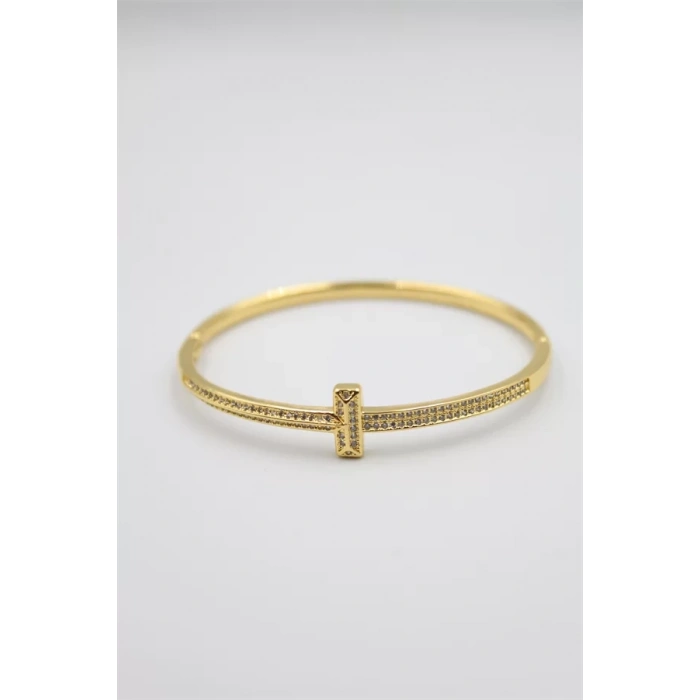 Taşlı Vip Bilezik - Altın