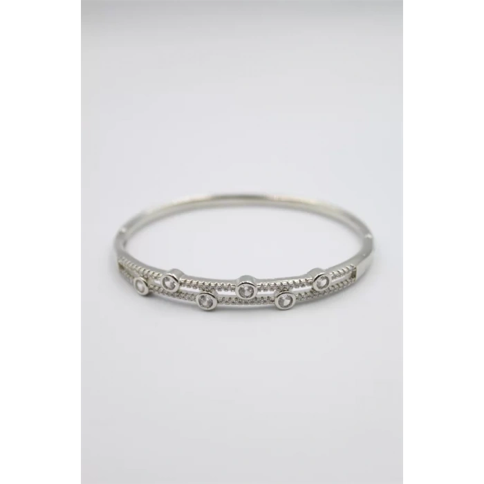 Taşlı Vip Bilezik - Gümüş