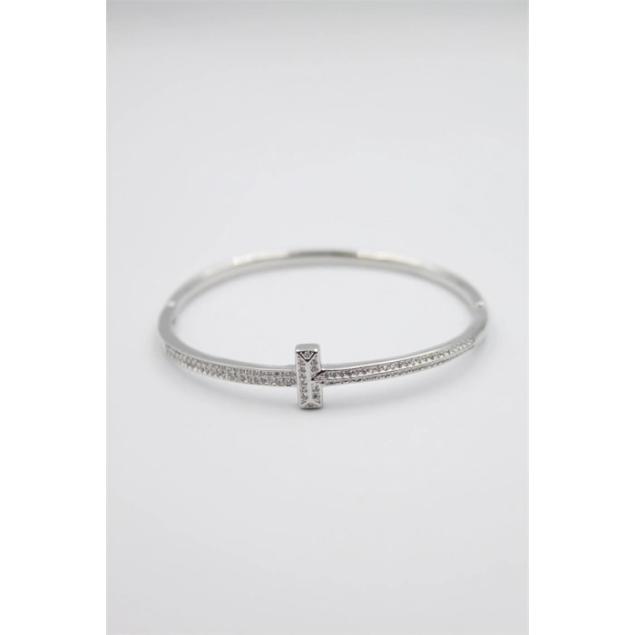 Taşlı Vip Bilezik - Gümüş