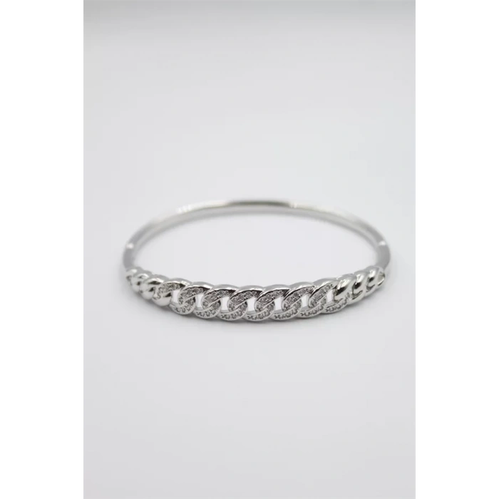 Taşlı Vip Bilezik - Gümüş