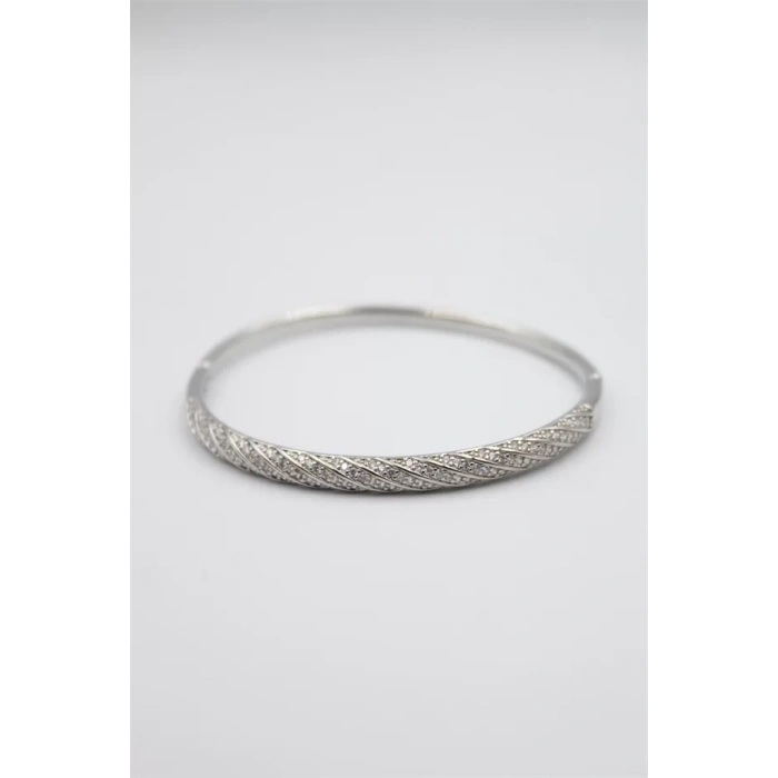 Taşlı Vip Bilezik - Gümüş