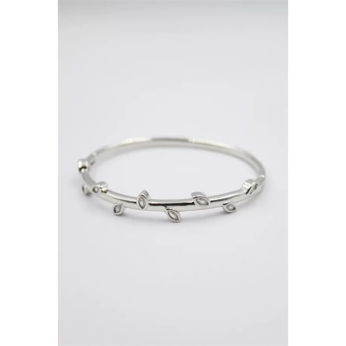 Taşlı Vip Bilezik - Gümüş