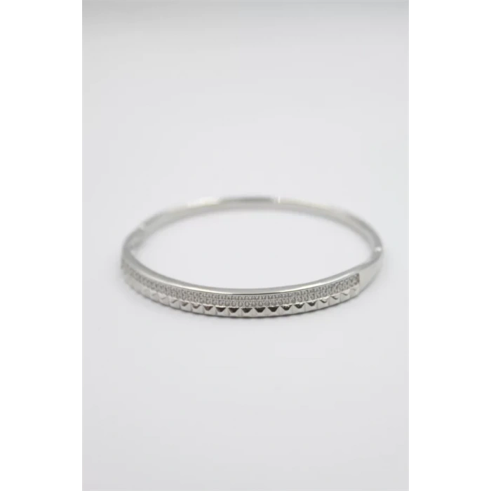 Taşlı Vip Bilezik - Gümüş