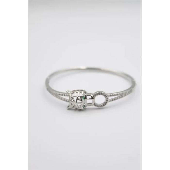 Taşlı Vip Bilezik - Gümüş