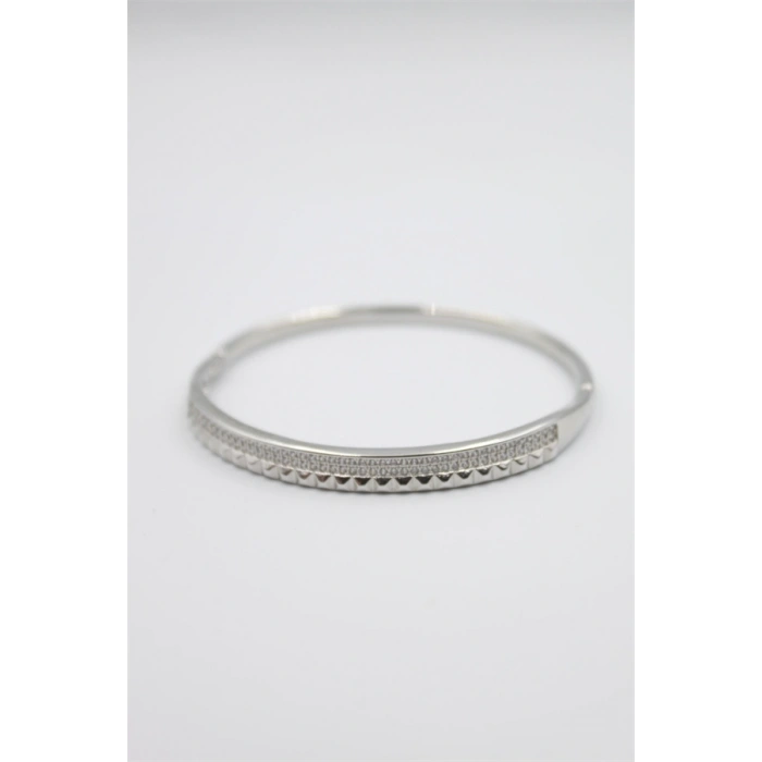 Taşlı Vip Bilezik - Gümüş