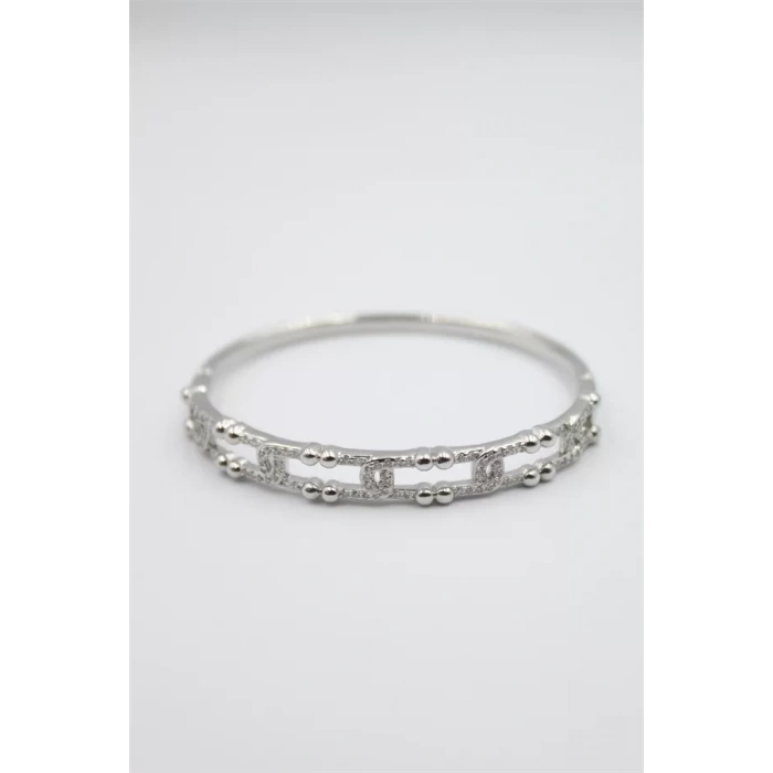 Taşlı Vip Bilezik - Gümüş