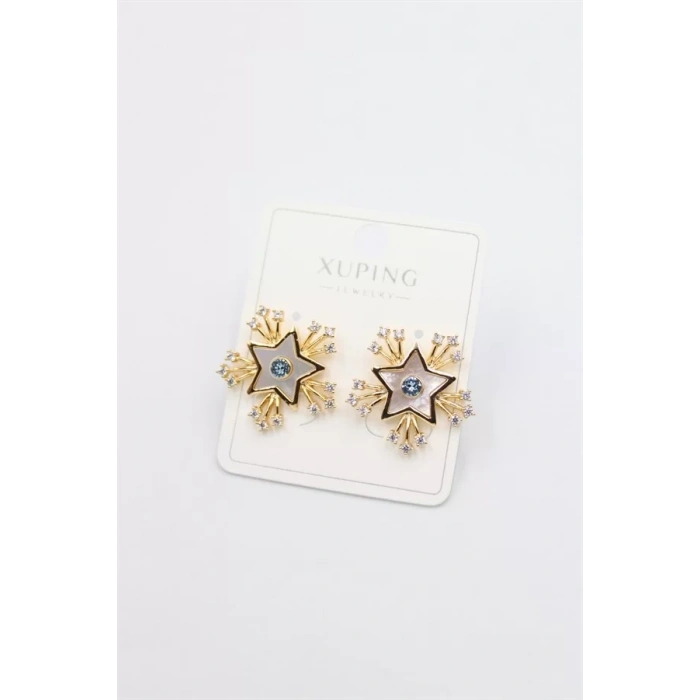 Taşlı Yıldız  Küpe - Altın