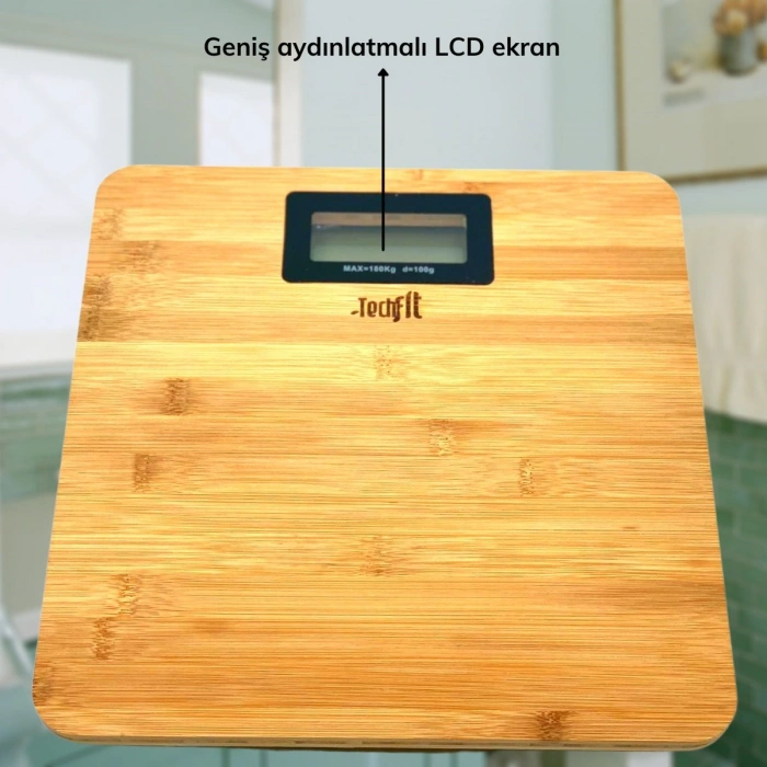 Techfit Bambu Banyo Baskülü Yüksek Hassasiyetli Darbelere Dijital Dayanıklı Terazi Tf 1065 Max 180kg (4887)