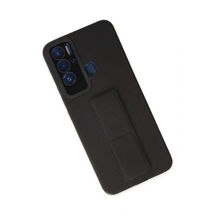 Tecno Pova Neo Kılıf Mega Standlı Silikon - Siyah