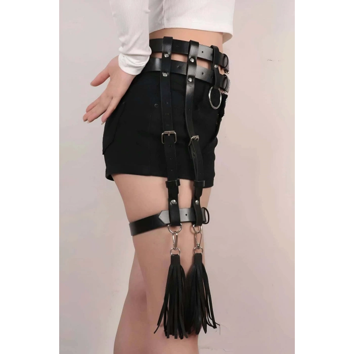 Tek Bacak Deri Jartiyer Harness - Brf1172