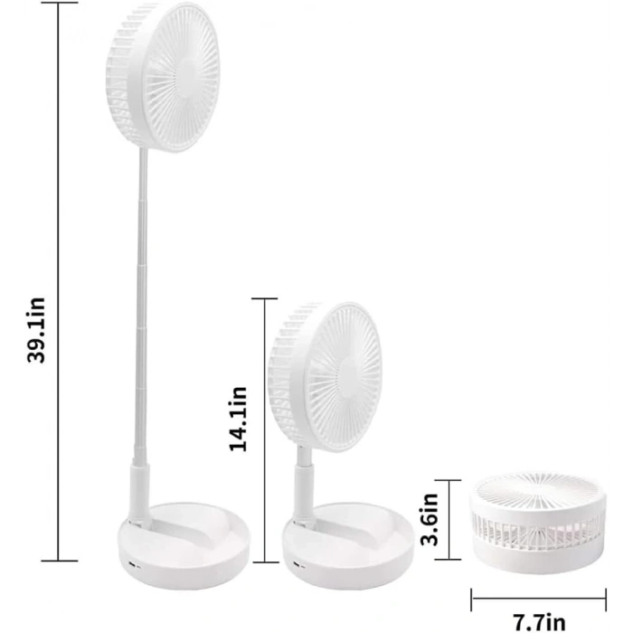 Teleskopik Fan Vantilatör 4 Modlu Şarjlı Katlanabilir Yükseltilebilir Taşınabilir Serinletici Portatif Masa Vantilatörü