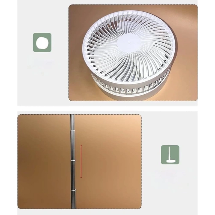 Teleskopik Fan Vantilatör 4 Modlu Şarjlı Katlanabilir Yükseltilebilir Taşınabilir Serinletici Portatif Masa Vantilatörü