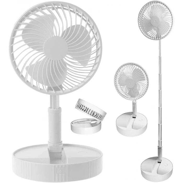 Teleskopik Fan Vantilatör 4 Modlu Şarjlı Katlanabilir Yükseltilebilir Taşınabilir Serinletici Portatif Masa Vantilatörü