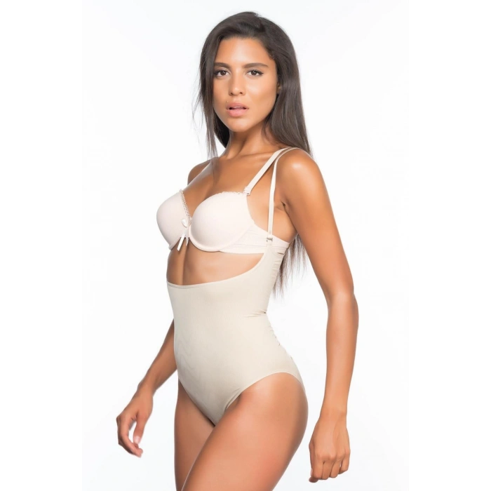 MARSİLYAN™ TEN MI  2073 Göğüsü Açık Desenli Body Korse