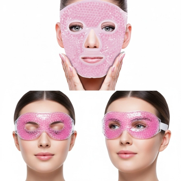 Terapi Jel Boncuklu Yüz Ve Göz Maskesi Seti Pembe Sıcak Ve Soğuk Kullanım