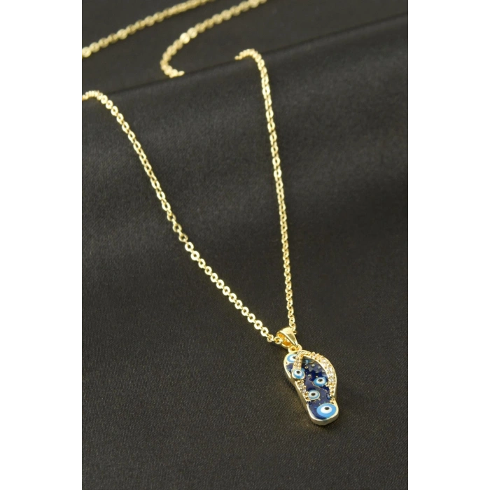 Terlik Nazar Zirkon Taşlı Kolye