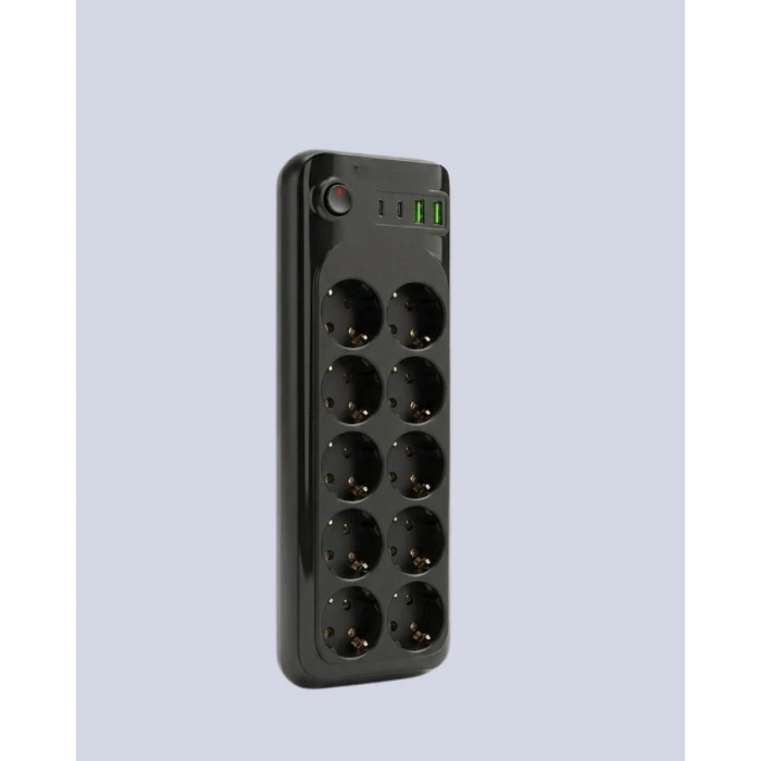 Termal Koruma Sistemli Usb Type-c 10’lu Grup Priz 2m 2500w Güç Kapasiteli