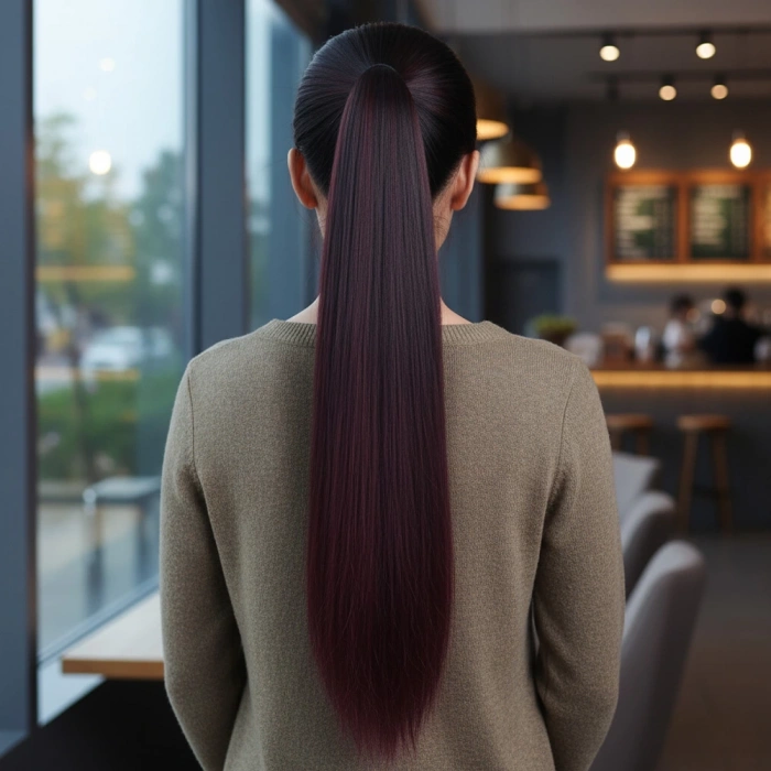 Tokalı Düz At Kuyruğu - Koyu Kızıl