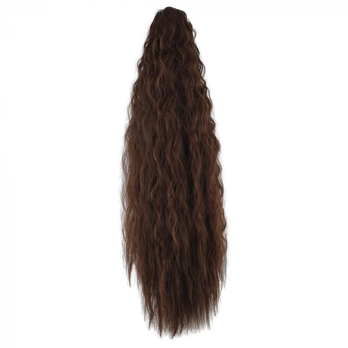 Tokalı Kabarık Dalgalı At Kuyruğu - Kahve Karamel