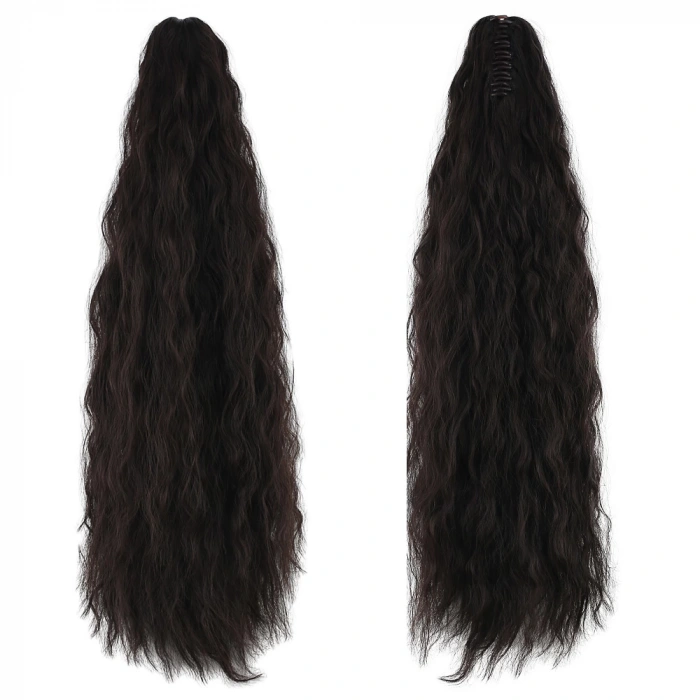 Tokalı Kabarık Dalgalı At Kuyruğu - Kahverengi