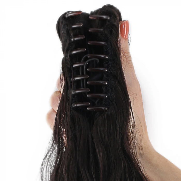 Tokalı Kabarık Dalgalı At Kuyruğu - Kahverengi