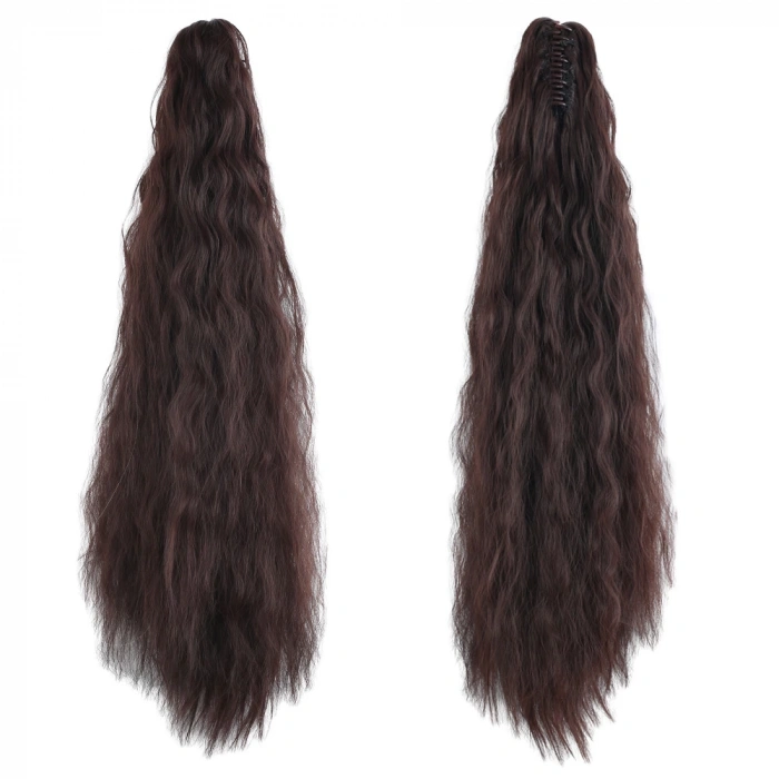 Tokalı Kabarık Dalgalı At Kuyruğu - Koyu Kahve