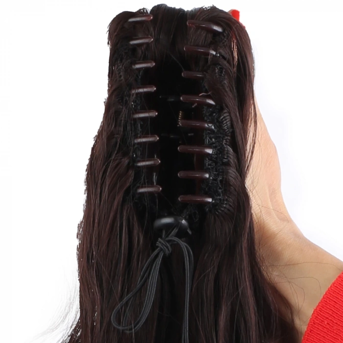 Tokalı Kabarık Dalgalı At Kuyruğu - Koyu Kahve