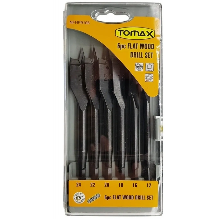 Tomax Yaprak Ahşap Matkap Ucu Takımı 12-24 mm - 6 Parçalı