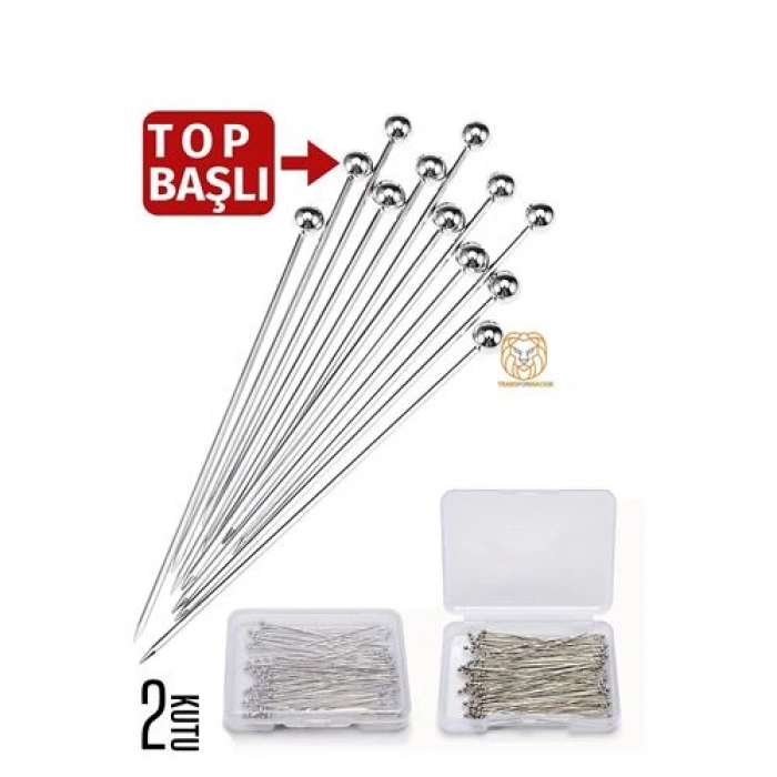 Top Başlı İğne 2 Kutu 100 Adet Başörtü İğnesi Toplu İğne