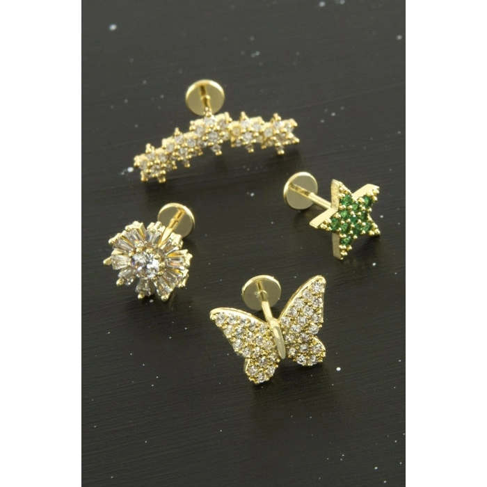 Tragus Zirkon Taşlı  Piercing 1 Adet