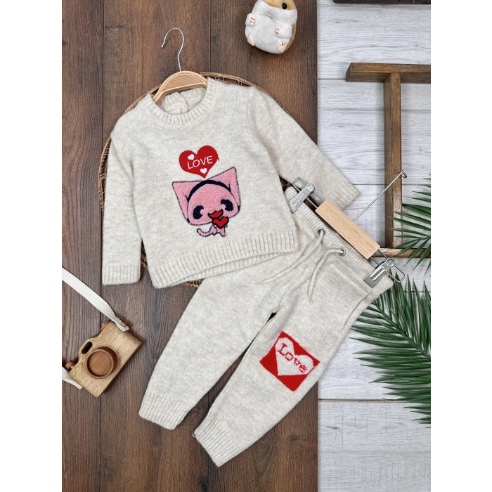 TRİKO TAKIM LASTİKLİ PAÇA, PAMUKLU, DESENLİ, MEVSİMLİK, GÜNLÜK, KIZ ÇOCUK & BEBEK  ALT ÜST TAKIM