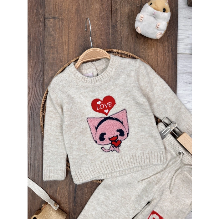 TRİKO TAKIM LASTİKLİ PAÇA, PAMUKLU, DESENLİ, MEVSİMLİK, GÜNLÜK, KIZ ÇOCUK & BEBEK  ALT ÜST TAKIM