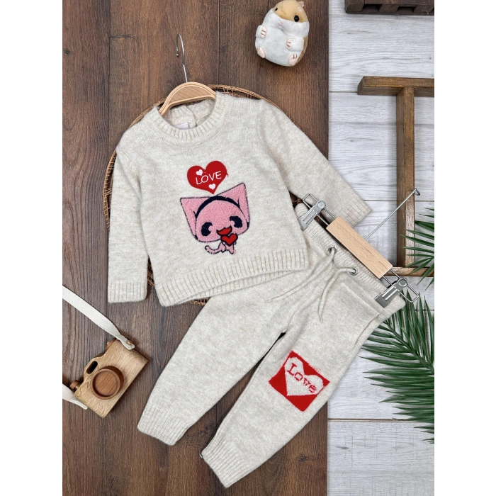 TRİKO TAKIM LASTİKLİ PAÇA, PAMUKLU, DESENLİ, MEVSİMLİK, GÜNLÜK, KIZ ÇOCUK & BEBEK  ALT ÜST TAKIM