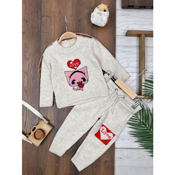 TRİKO TAKIM LASTİKLİ PAÇA, PAMUKLU, DESENLİ, MEVSİMLİK, GÜNLÜK, KIZ ÇOCUK & BEBEK  ALT ÜST TAKIM