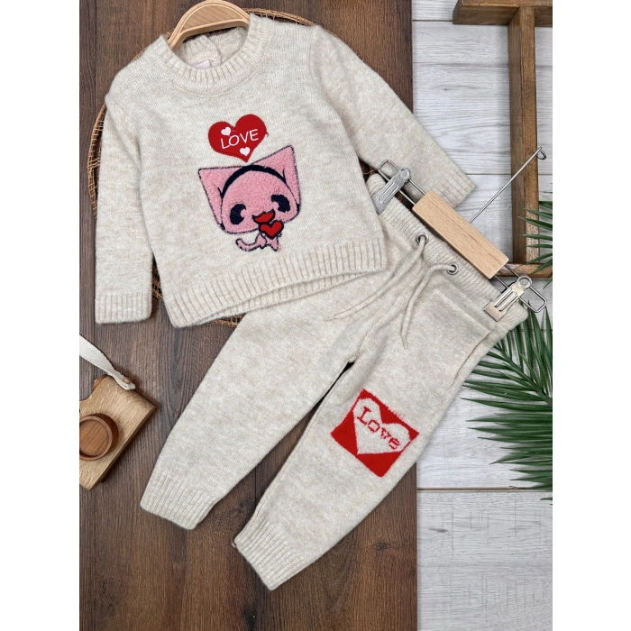 TRİKO TAKIM LASTİKLİ PAÇA, PAMUKLU, DESENLİ, MEVSİMLİK, GÜNLÜK, KIZ ÇOCUK & BEBEK  ALT ÜST TAKIM