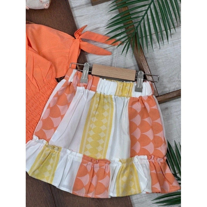 TRUNCU RENK YARIM KOLLU KIZ ÇOCUK EKOSELİ BEBE YAKA BEBEK ETEK BLUZ ELBİSE