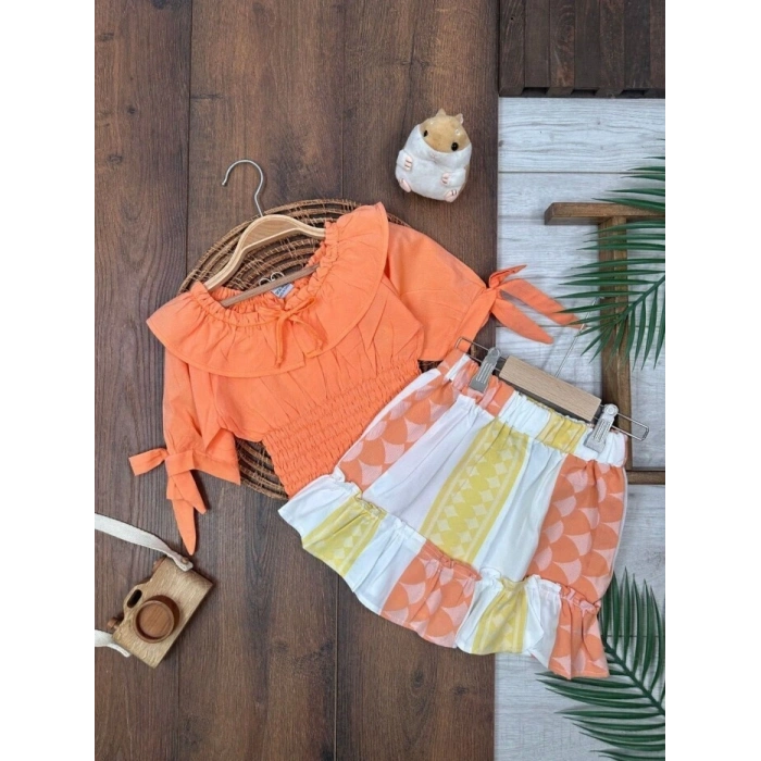 TRUNCU RENK YARIM KOLLU KIZ ÇOCUK EKOSELİ BEBE YAKA BEBEK ETEK BLUZ ELBİSE