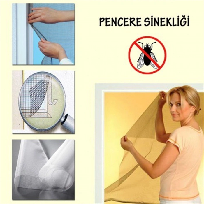 Tüm Cam Pencere Kapılara Uyumlu Tek Kanat Pencere Sinekliği (4887)