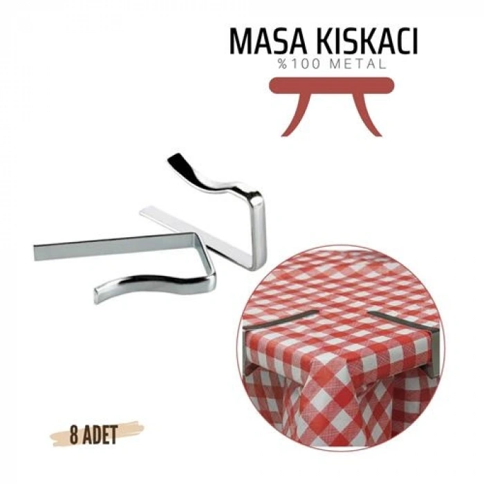 Turk Masa Örtüsü Kelepçesi Metal 8 Adet