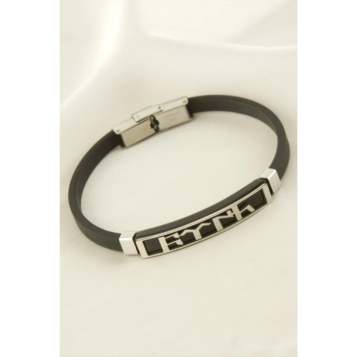 Türk Yazılı Deri Çelik Bileklik