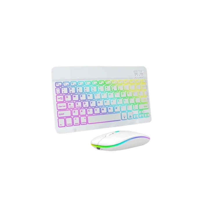 Türkçe Q Aydınlatmalı Klavye Mouse Seti Kablosuz Bluetooth Destekli