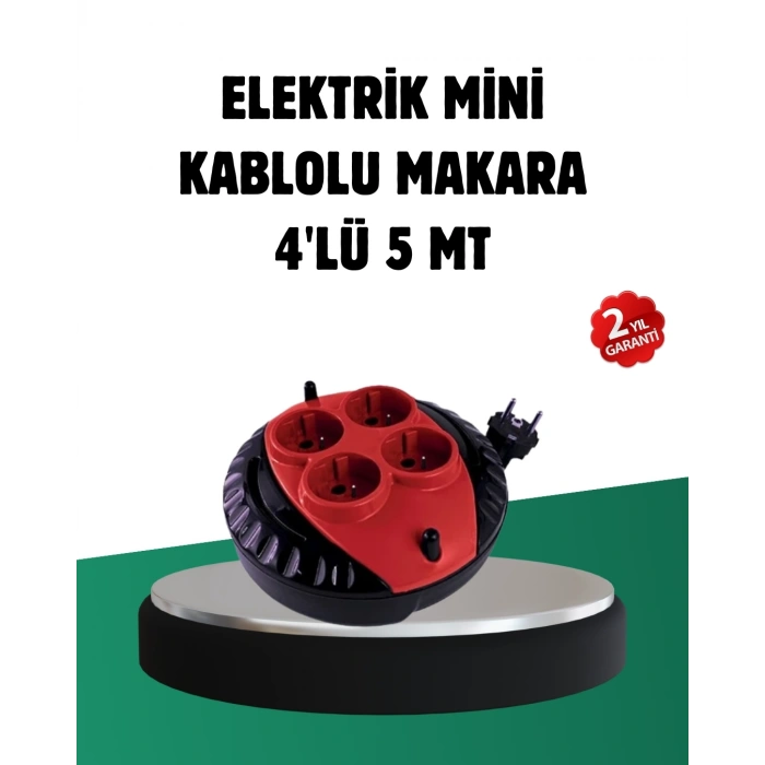 Türkiye Üretimi 5 Metre 4 Prizli Kablolu Makara