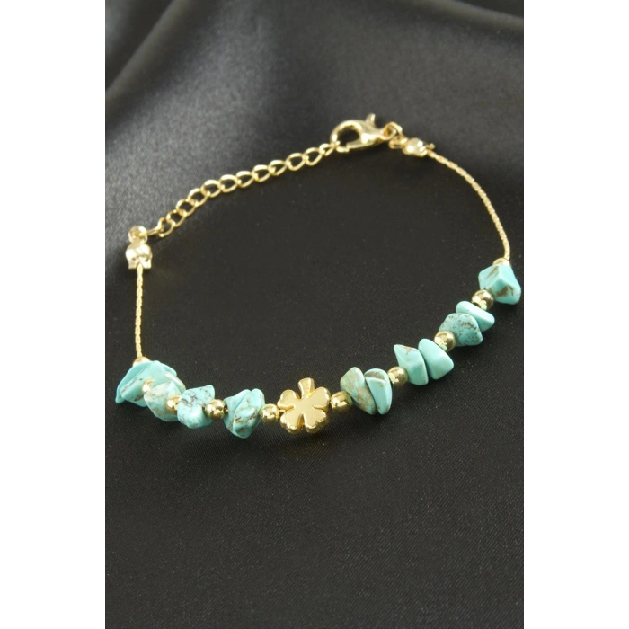 Turkuaz Kırık Doğaltaş Bileklik